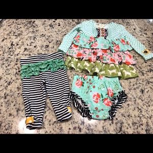 Matilda Jane seedling dress, diaper cover, legging
